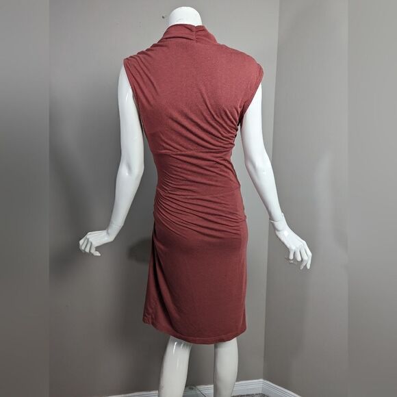 Mango body con cowl neck gathered rushed jersey knit dress Small - Picture 2 of 8